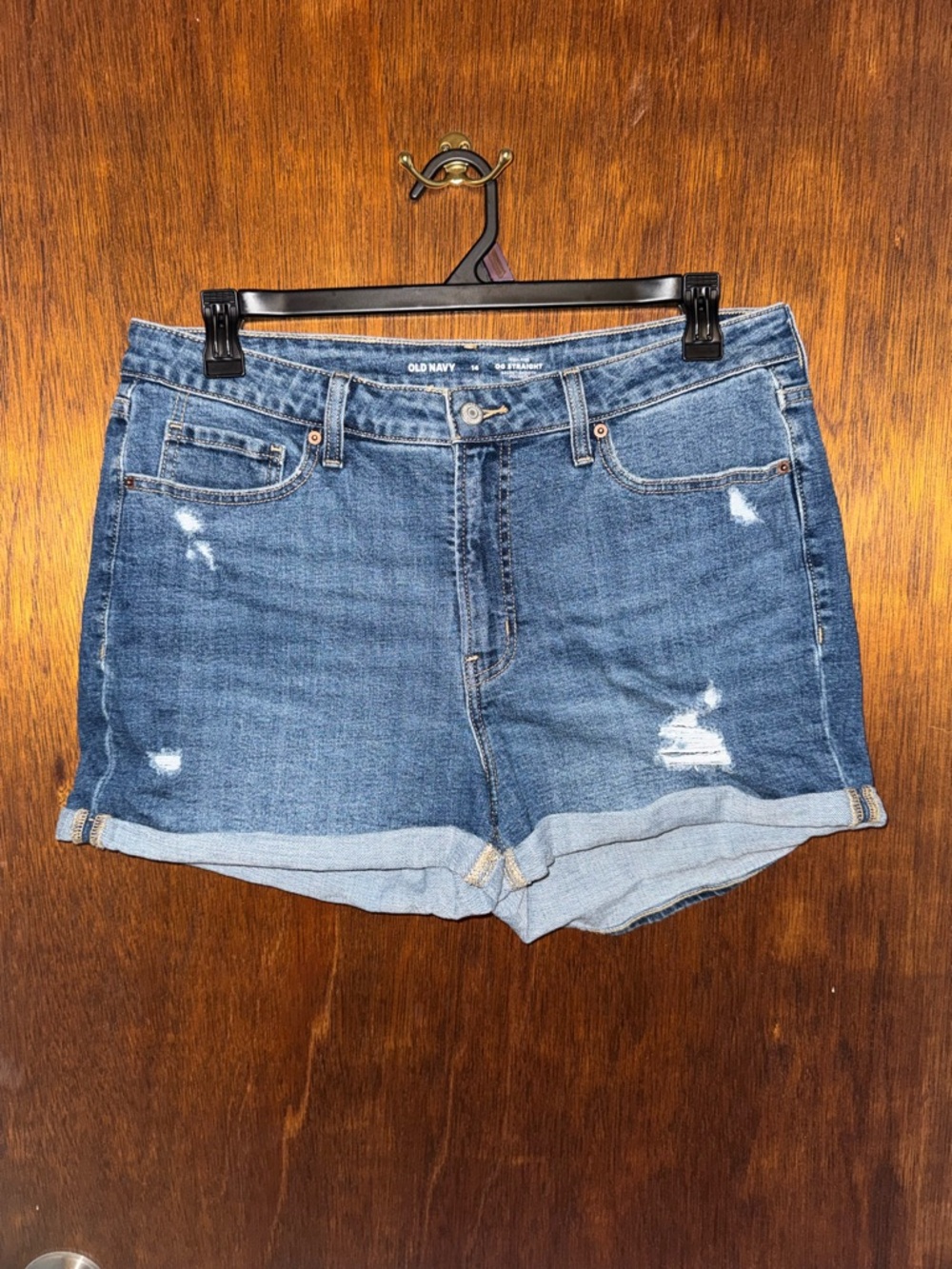 Old Navy Blue Distressed Rolled-Hem Denim Shorts